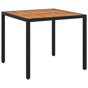vidaXL Garden Table 90x90x75 cm Poly Rattan and Acacia Wood Black
