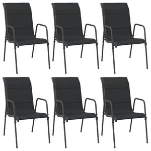 vidaXL Garden Chairs 6 pcs Steel and Textilene Black