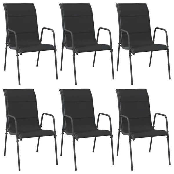 vidaXL Garden Chairs 6 pcs Steel and Textilene Black