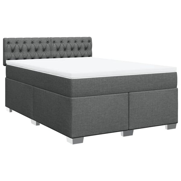 vidaXL Box Spring Bed with Mattress Black Queen Fabric