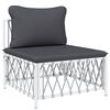 vidaXL 7 Piece Garden Lounge Set with Cushions White Steel