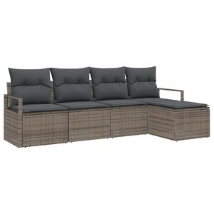vidaXL Sofa Set 5 pcs Grey Poly Rattan