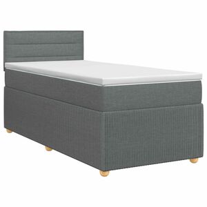 vidaXL Box Spring Bed with Mattress Dark Grey 107 x 203 cm Fabric