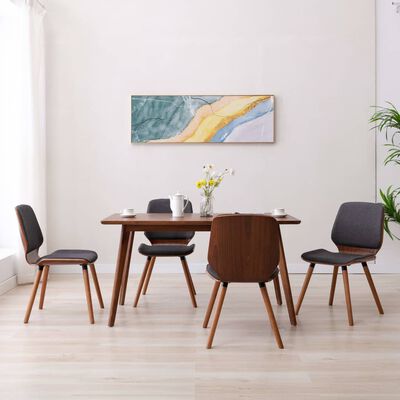 vidaXL Dining Chairs 4 pcs Grey Fabric