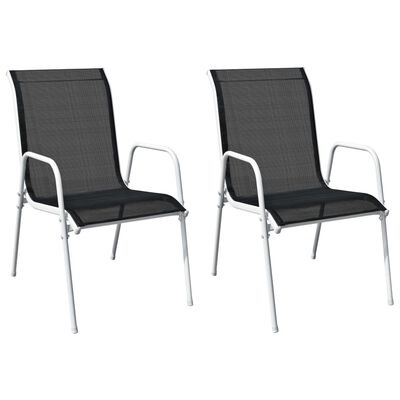 vidaXL Stackable Garden Chairs 2 pcs Steel and Textilene Black