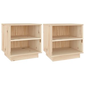 vidaXL Bedside Cabinet | Set of 2 | Natural wood | Solid pinewood | Medium