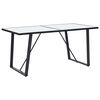 vidaXL Dining Table | White with marble pattern, Black frame