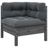 vidaXL 3 Piece Garden Lounge Set with Cushions Grey Solid Pinewood