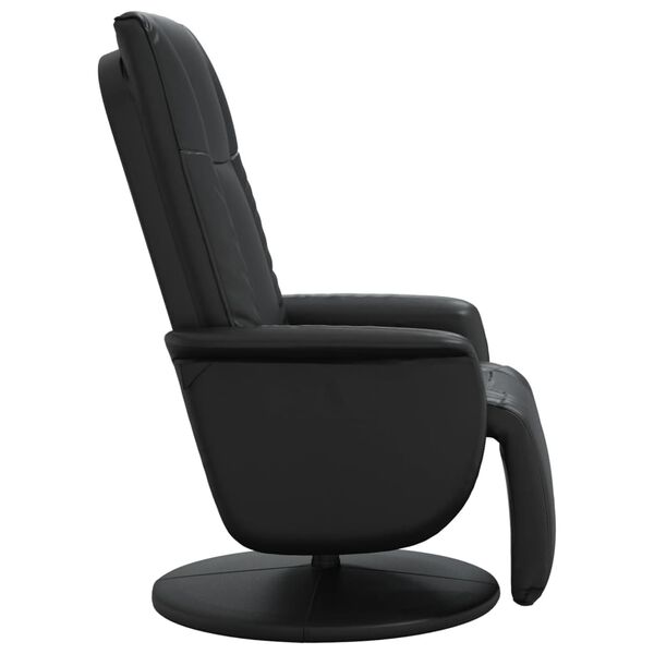 vidaXL Recliner Chair with Footrest Black Faux Leather
