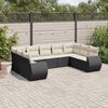 vidaXL 9 Piece Garden Sofa Set with Cushions Black Poly Rattan
