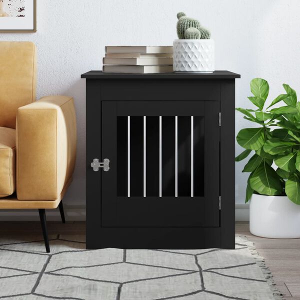 vidaXL Dog Crate Furniture Black 64.5x80x71 cm Engineered Wood