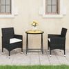 vidaXL 3 Piece Garden Bistro Set Poly Rattan and Acacia Wood Black