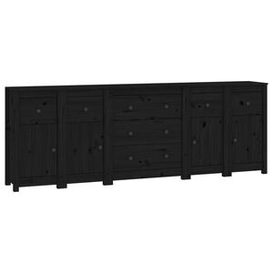 vidaXL Sideboard Black 230x35x80 cm Solid Wood Pine