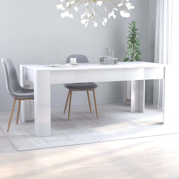 vidaXL Dining Table High Gloss White 180x90x76 cm Engineered Wood