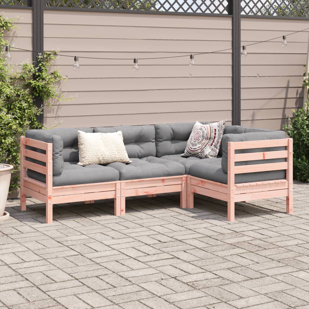 vidaXL 4 Piece Garden Sofa Set with Cushions Solid Wood Douglas Fir