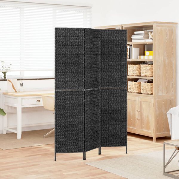 vidaXL Room Divider 3-Panel Black 122x180 cm Water Hyacinth