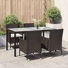 vidaXL 5 Piece Outdoor Dining Set with Cushions Poly Rattan Brown