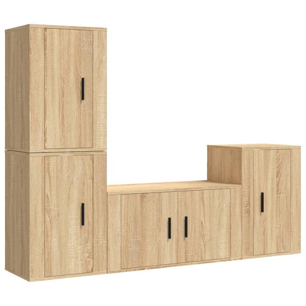 vidaXL 4 Piece TV Cabinet Set Sonoma Oak Engineered Wood