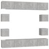 vidaXL 8 Piece TV Cabinet Set Concrete Grey Engineered Wood