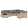 vidaXL 10 Piece Garden Sofa Set with Cushions Beige Poly Rattan