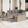 vidaXL 9 Piece Garden Sofa Set with Cushions Beige Poly Rattan