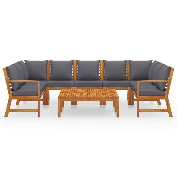 vidaXL 9 Piece Garden Lounge Set with Cushion Solid Acacia Wood