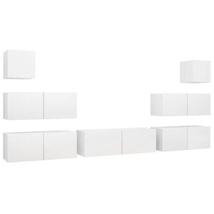 vidaXL TV Cabinet Set | Set of 7 | White | Engineered wood | Medium