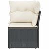 vidaXL Garden Sofa Corner with Cushions Black Poly Rattan