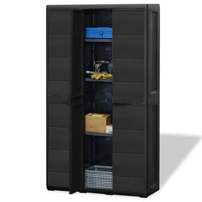 vidaXL Garden Storage Cabinet with 4 Shelves Black