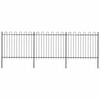 vidaXL Garden Fence with Hoop Top Steel 504x150 cm Black