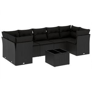 vidaXL 8 Piece Garden Sofa Set with Cushions Black Poly Rattan