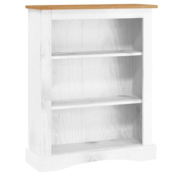 vidaXL 3-Tier Bookcase Mexican Pine Corona Range White 81x29x100 cm