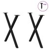 vidaXL Dining Table Legs X-Shaped 2 pcs Black 80x(72-73) cm Steel