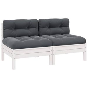 vidaXL 2-Seater Garden Sofa with Cushions White Solid Pinewood