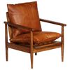 vidaXL Armchair Brown Real Leather with Acacia Wood