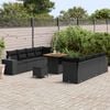 vidaXL Garden Sofa Set with Cushion 11 pcs Black Poly Rattan