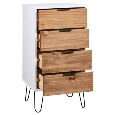 vidaXL Drawer Cabinet Light Wood and White 45x39.5x90.3 cm Pine Wood