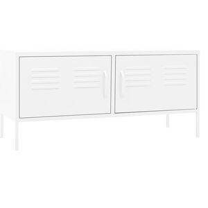 vidaXL TV Cabinet | White | Steel | 105 x 35 x 50 cm | Levelers | TV Cabinet