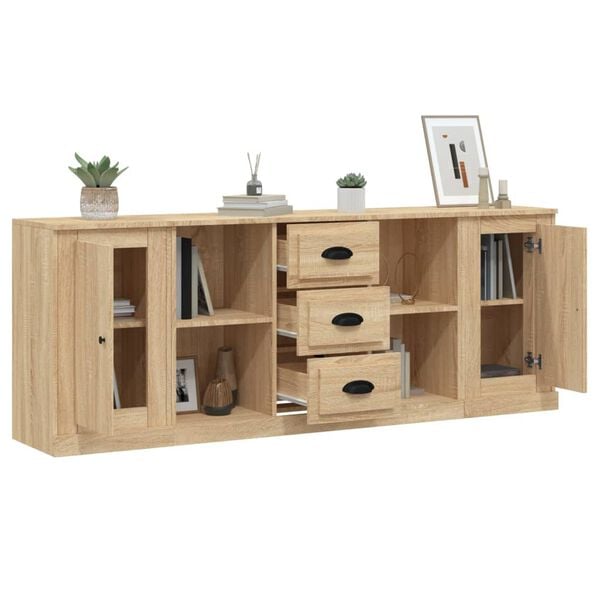 vidaXL Sideboards 3 pcs Sonoma Oak Engineered Wood