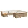 vidaXL 11 Piece Garden Sofa Set with Cushions Beige Poly Rattan