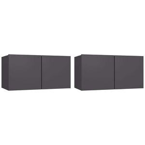 vidaXL TV Cabinet | Set of 2 | Grey | Engineered wood | 60x30x30 cm