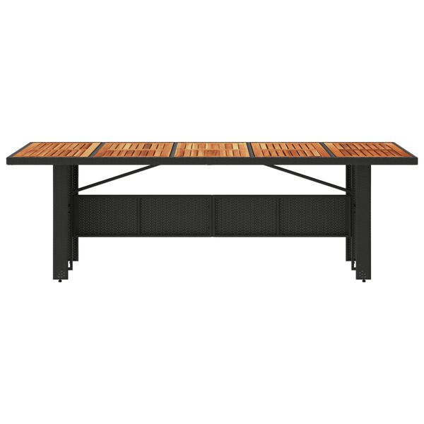 vidaXL Garden Table with Acacia Wood Top Black 240x90x75 cm Poly Rattan
