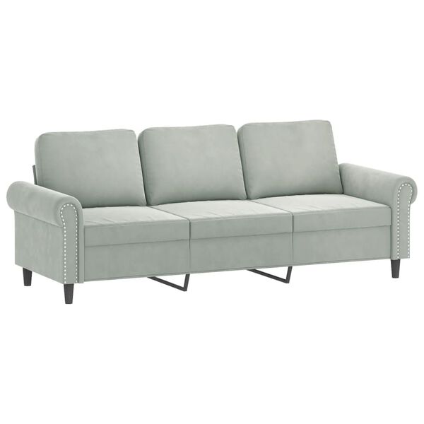 vidaXL 3 Piece Sofa Set with Pillows Light Grey Velvet