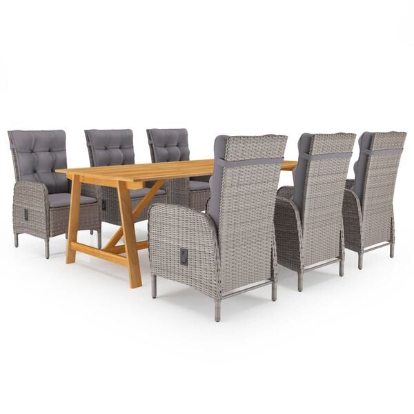 vidaXL 7 Piece Garden Dining Set Grey