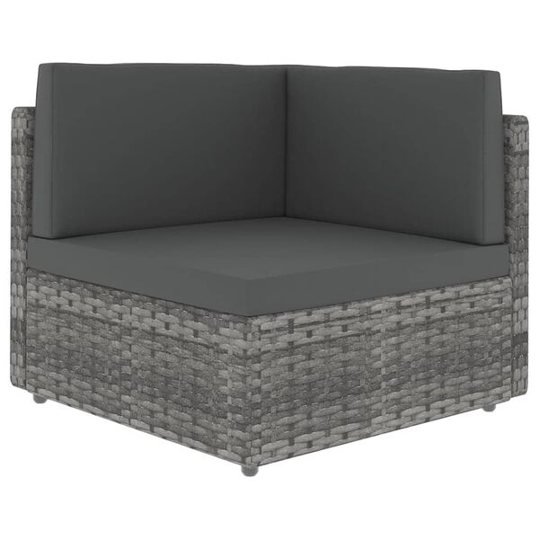 vidaXL 12 Piece Garden Lounge Set with Cushions Grey Poly Rattan
