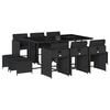 vidaXL 11 Piece Garden Dining Set with Cushions Black Poly Rattan
