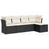 vidaXL 5 Piece Garden Sofa Set with Cushions Black Poly Rattan