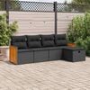 vidaXL 5 Piece Garden Sofa Set with Cushions Black Poly Rattan