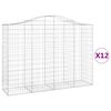vidaXL Arched Gabion Baskets 12 pcs 200x50x140/160 cm Galvanised Iron