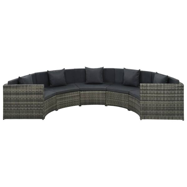 vidaXL 7 Piece Garden Lounge Set with Cushions Poly Rattan Grey